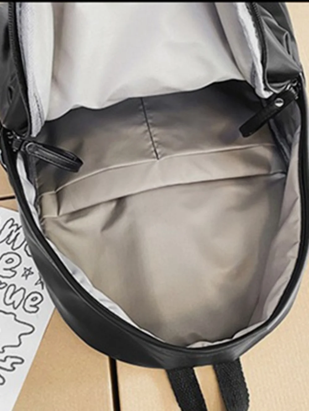 Men's Black Backpack with Light Interior - Minimalist Everyday Bag